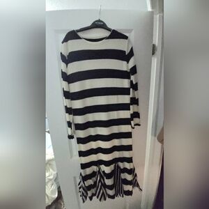 Striped Black and White Knit Dress